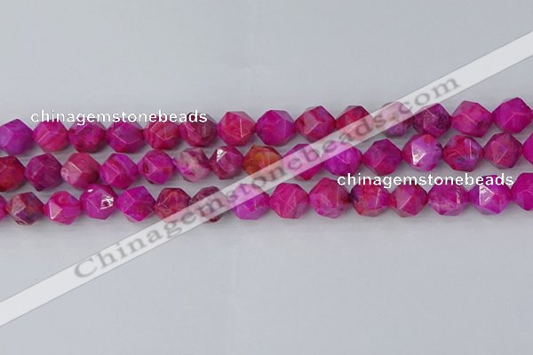 CAG9953 15.5 inches 10mm faceted nuggets fuchsia crazy lace agate beads