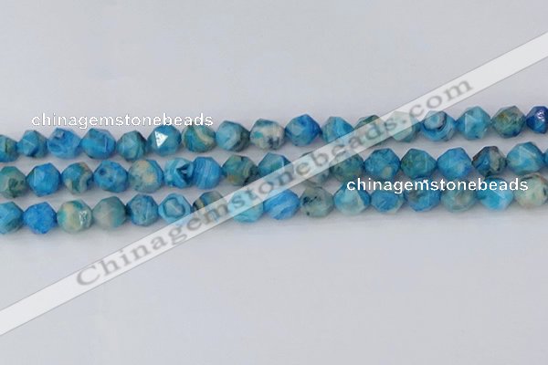 CAG9958 15.5 inches 8mm faceted nuggets blue crazy lace agate beads