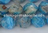 CAG9960 15.5 inches 12mm faceted nuggets blue crazy lace agate beads