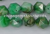 CAG9965 15.5 inches 10mm faceted nuggets green crazy lace agate beads