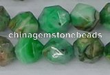 CAG9966 15.5 inches 12mm faceted nuggets green crazy lace agate beads