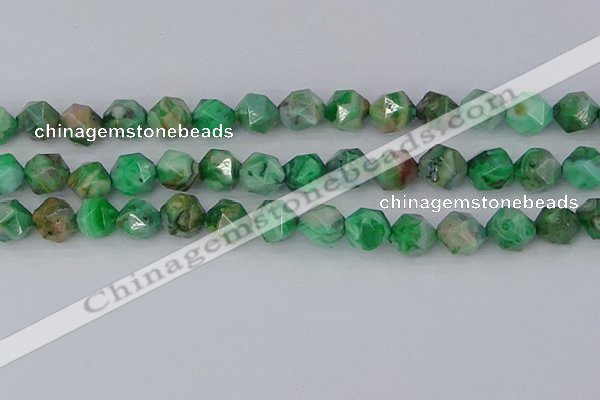 CAG9966 15.5 inches 12mm faceted nuggets green crazy lace agate beads