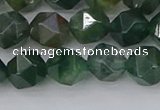 CAG9970 15.5 inches 8mm faceted nuggets moss agate beads