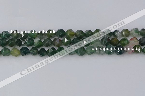 CAG9970 15.5 inches 8mm faceted nuggets moss agate beads