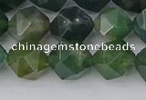 CAG9971 15.5 inches 10mm faceted nuggets moss agate beads