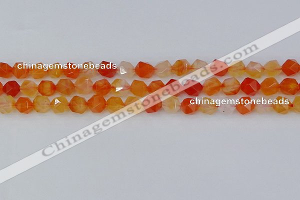 CAG9976 15.5 inches 8mm faceted nuggets red agate beads