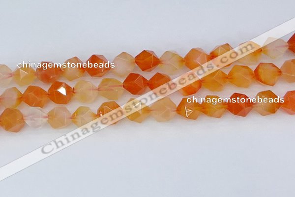 CAG9978 15.5 inches 12mm faceted nuggets red agate beads