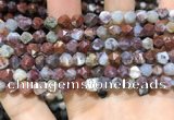 CAG9987 15.5 inches 6mm faceted nuggets red lightning agate beads