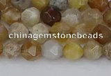 CAG9993 15.5 inches 6mm faceted nuggets ocean fossil agate beads