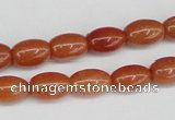 CAJ150 15.5 inches 8*12mm rice red aventurine jade beads