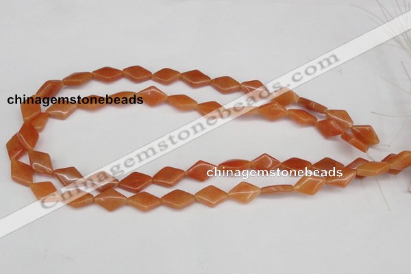 CAJ153 15.5 inches 10*15mm rhombic red aventurine jade beads