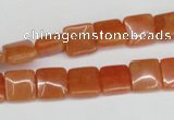 CAJ154 15.5 inches 10*10mm square red aventurine jade beads