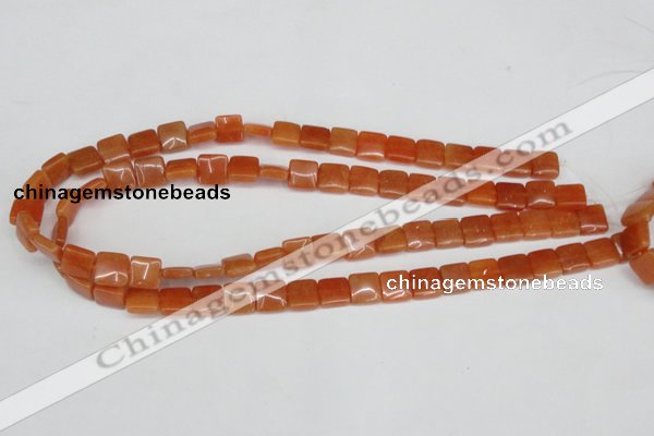 CAJ154 15.5 inches 10*10mm square red aventurine jade beads