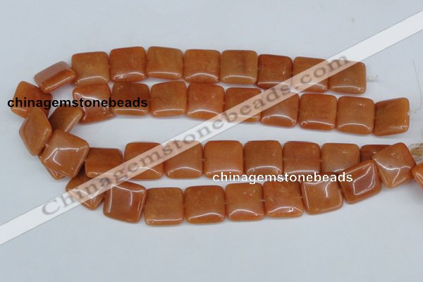 CAJ156 15.5 inches 20*20mm square red aventurine jade beads