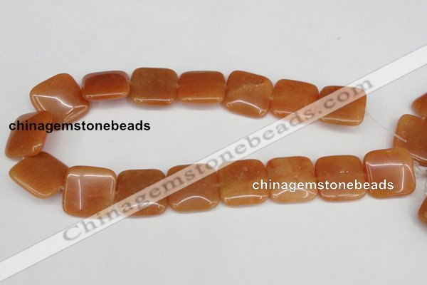 CAJ157 15.5 inches 25*25mm square red aventurine jade beads