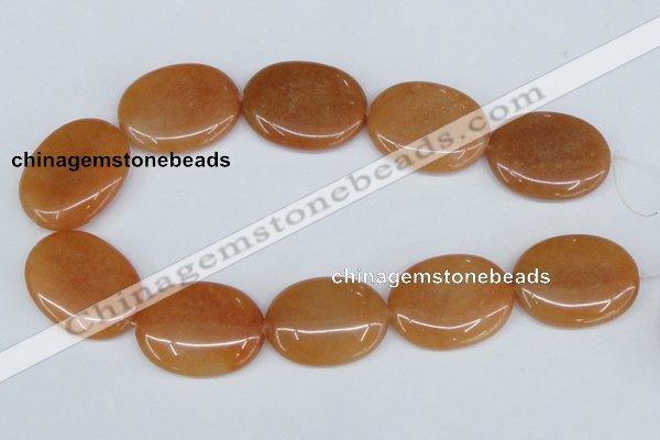 CAJ164 15.5 inches 30*45mm oval red aventurine jade beads