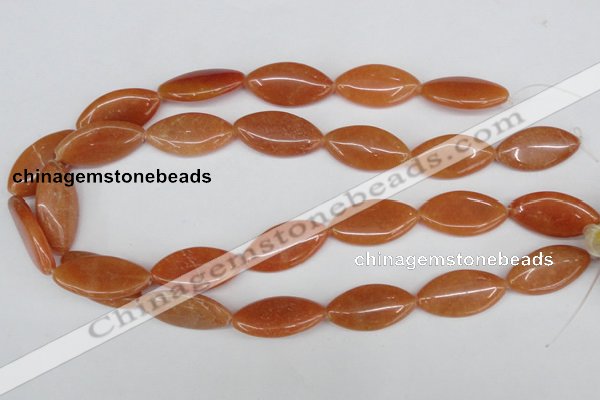 CAJ165 15.5 inches 15*30mm marquise red aventurine jade beads