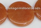 CAJ169 15.5 inches 35mm flat round red aventurine jade beads