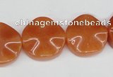 CAJ171 15.5 inches 20mm wavy coin red aventurine jade beads