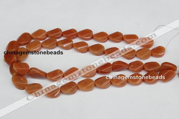 CAJ172 15.5 inches 13*18mm twisted oval red aventurine jade beads