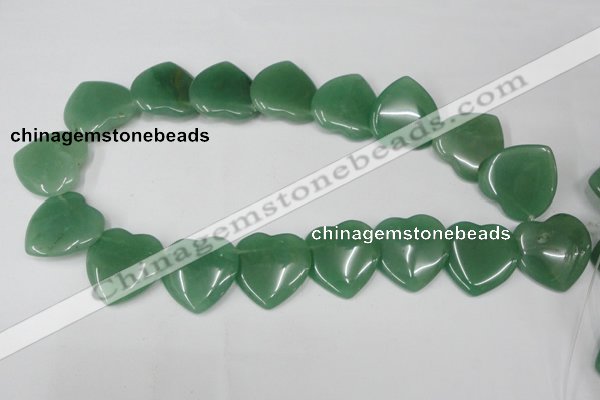 CAJ305 Top-drilled 28*28mm heart green aventurine jade beads