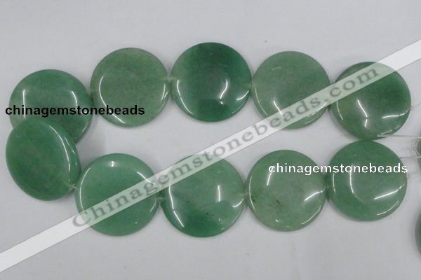 CAJ306 15.5 inches 40mm flat round green aventurine jade beads