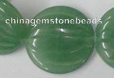 CAJ307 15.5 inches 35mm carved coin green aventurine jade beads