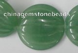 CAJ307 15.5 inches 35mm carved coin green aventurine jade beads