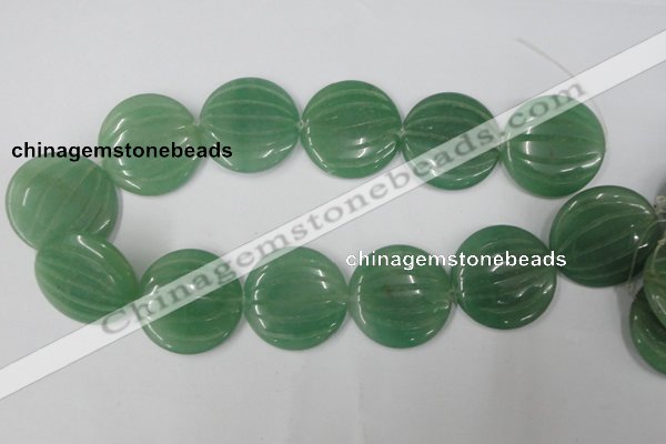 CAJ307 15.5 inches 35mm carved coin green aventurine jade beads