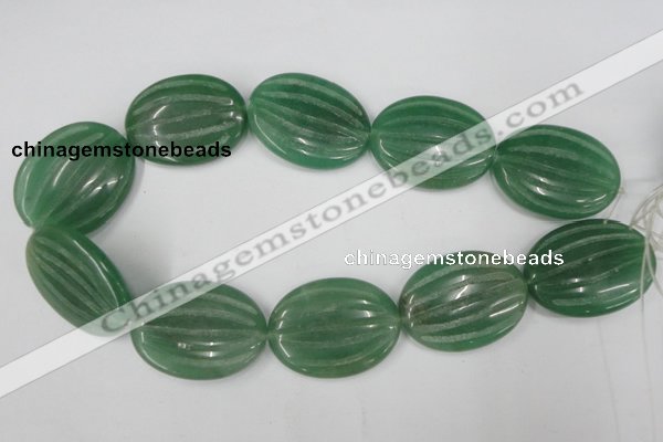 CAJ308 15.5 inches 30*40mm carved oval green aventurine jade beads