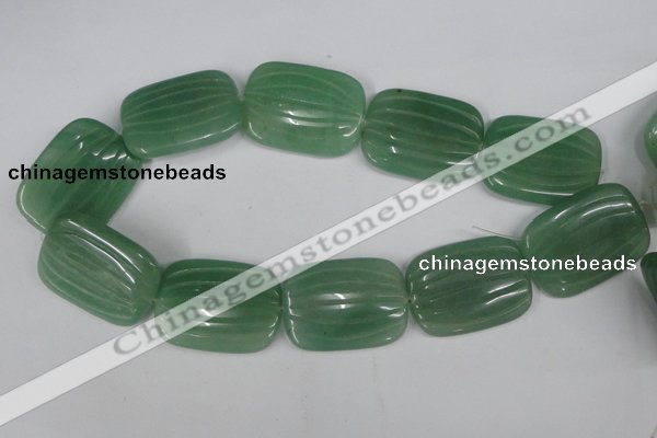 CAJ309 15.5 inches 30*40mm carved rectangle green aventurine jade beads