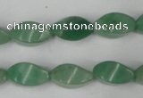 CAJ310 15.5 inches 8*16mm twisted tetrahedron green aventurine jade beads