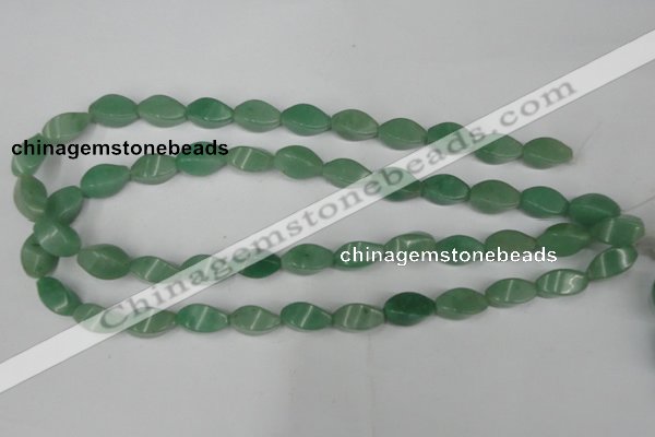 CAJ310 15.5 inches 8*16mm twisted tetrahedron green aventurine jade beads