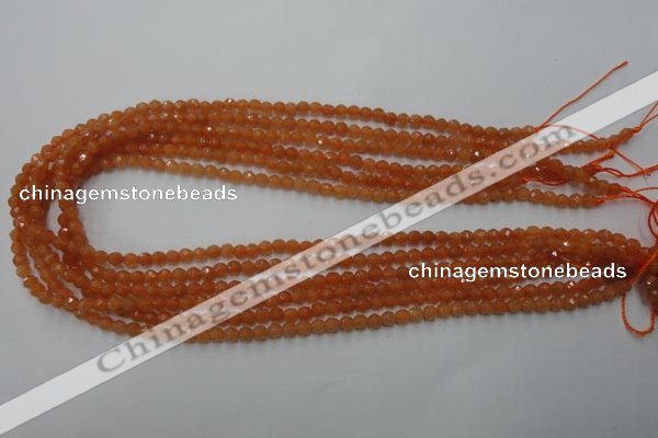 CAJ360 15.5 inches 4mm faceted round red aventurine beads wholesale