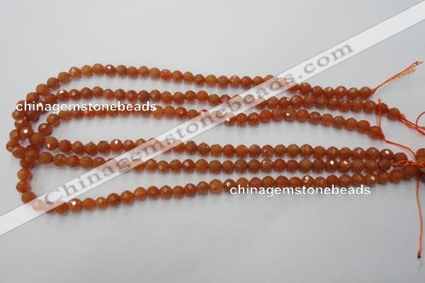 CAJ361 15.5 inches 6mm faceted round red aventurine beads wholesale