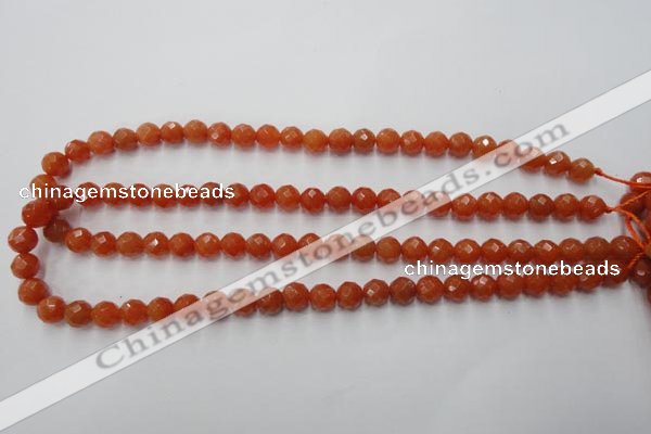 CAJ362 15.5 inches 8mm faceted round red aventurine beads wholesale