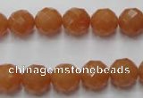 CAJ363 15.5 inches 10mm faceted round red aventurine beads wholesale