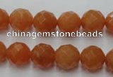 CAJ364 15.5 inches 12mm faceted round red aventurine beads wholesale