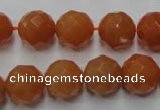 CAJ365 15.5 inches 14mm faceted round red aventurine beads wholesale