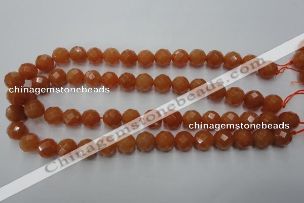 CAJ365 15.5 inches 14mm faceted round red aventurine beads wholesale