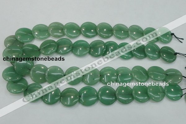 CAJ55 15.5 inches 20mm flat round green aventurine jade beads wholesale