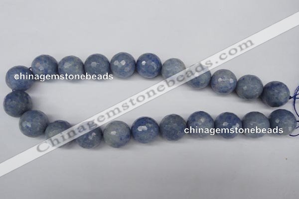 CAJ567 15.5 inches 18mm faceted round blue aventurine beads wholesale