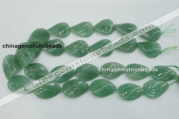 CAJ57 15.5 inches 22*30mm twisted leaf green aventurine jade beads