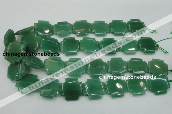 CAJ58 15.5 inches 25*25mm cross green aventurine jade beads wholesale