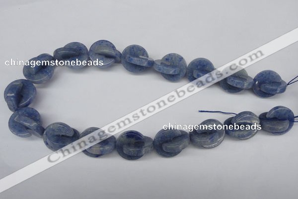 CAJ586 15.5 inches 20*20mm curved moon blue aventurine beads wholesale