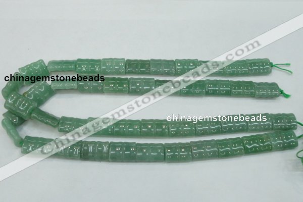 CAJ59 15.5 inches 13*18mm flat bamboo green aventurine jade beads