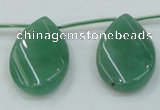 CAJ62 Top-drilled 22*30mm twisted teadrop green aventurine jade beads