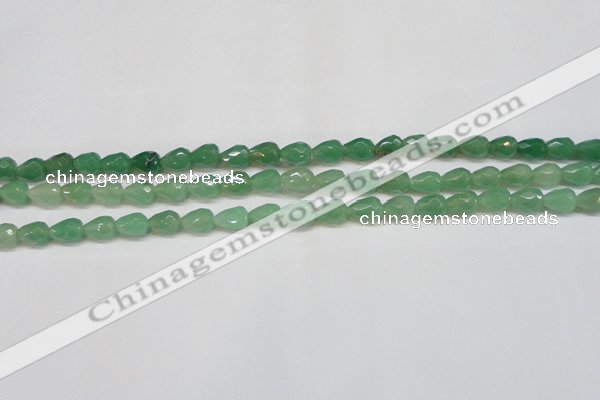 CAJ638 15.5 inches 8*10mm faceted teardrop green aventurine beads