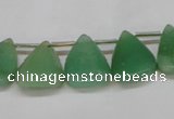 CAJ695 Top drilled 15*20mm leaf green aventurine beads