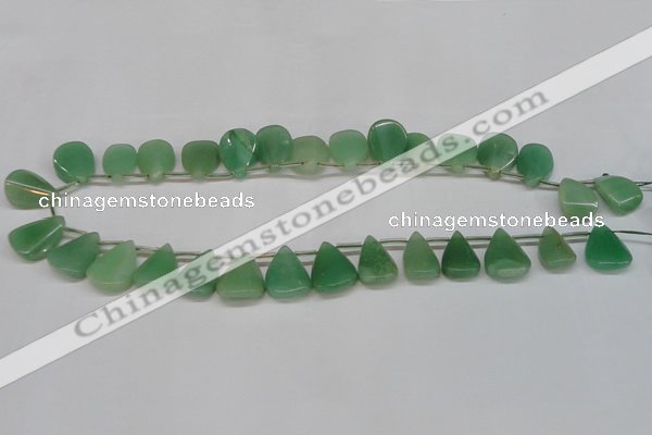 CAJ695 Top drilled 15*20mm leaf green aventurine beads